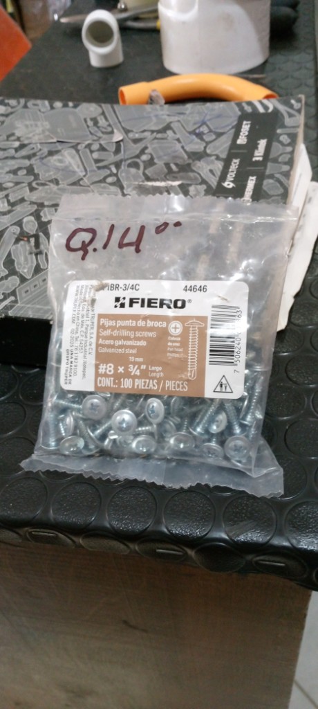 "BOLSA CON 100 TORNILLOS CABEZA CRUZ, PUNTA DE BROCA 3/4"", FIERO"