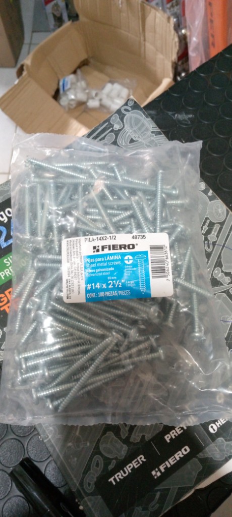 TORNILLOS PARA LAMINA, #14 X 2-1/2"", FIERO"