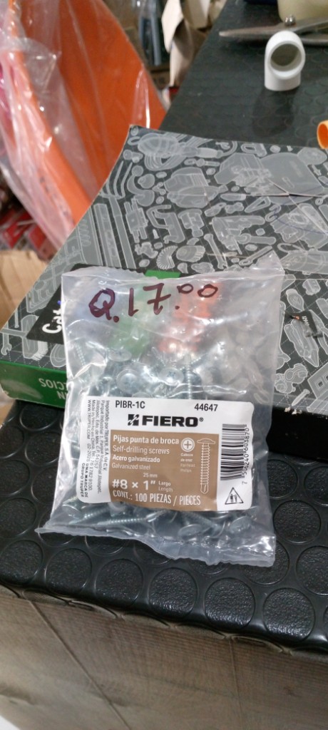 "BOLSA CON 100 TORNILLOS CABEZA CRUZ, PUNTA DE BROCA 1"", FIERO"