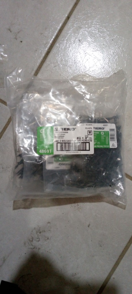 "BOLSA CON 100 TORNILLOS #8 X 3"" MULTIUSOS, FIERO"