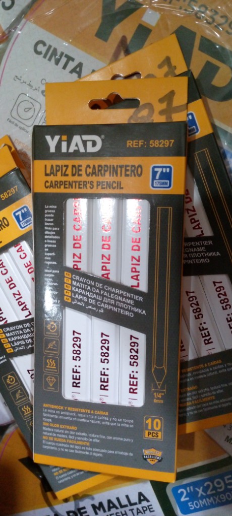 LAPIZ PLANO PARA CARPINTERO 7" 180MM 10 PCS CAJA