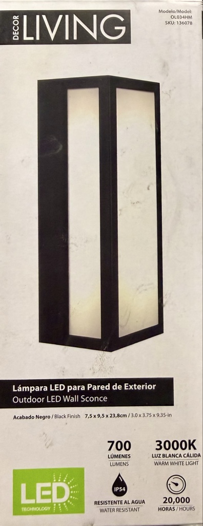 LAMPARA LED PARA PARED EXTERIOR