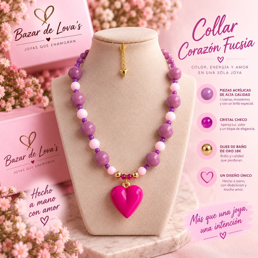 Collar Corazón Fucsia