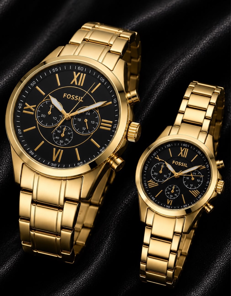 FOSSIL His & Hers Chronograph BQ2145SET – Gold & Black