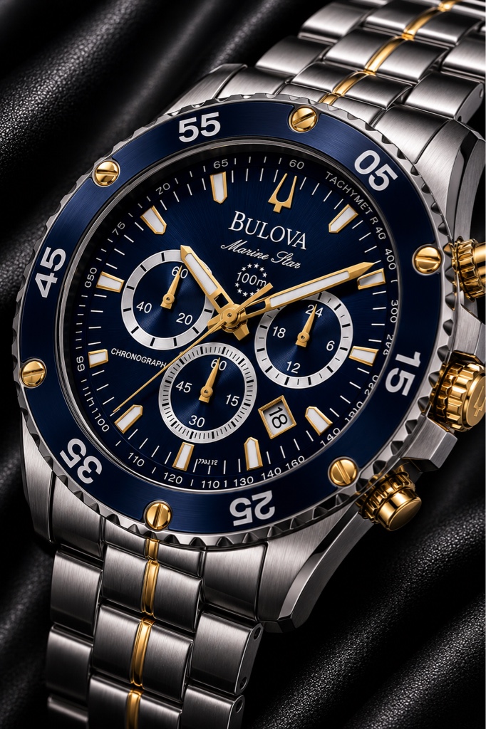 BULOVA Marine Star Chronograph 98B301 – Blue & Two-Tone