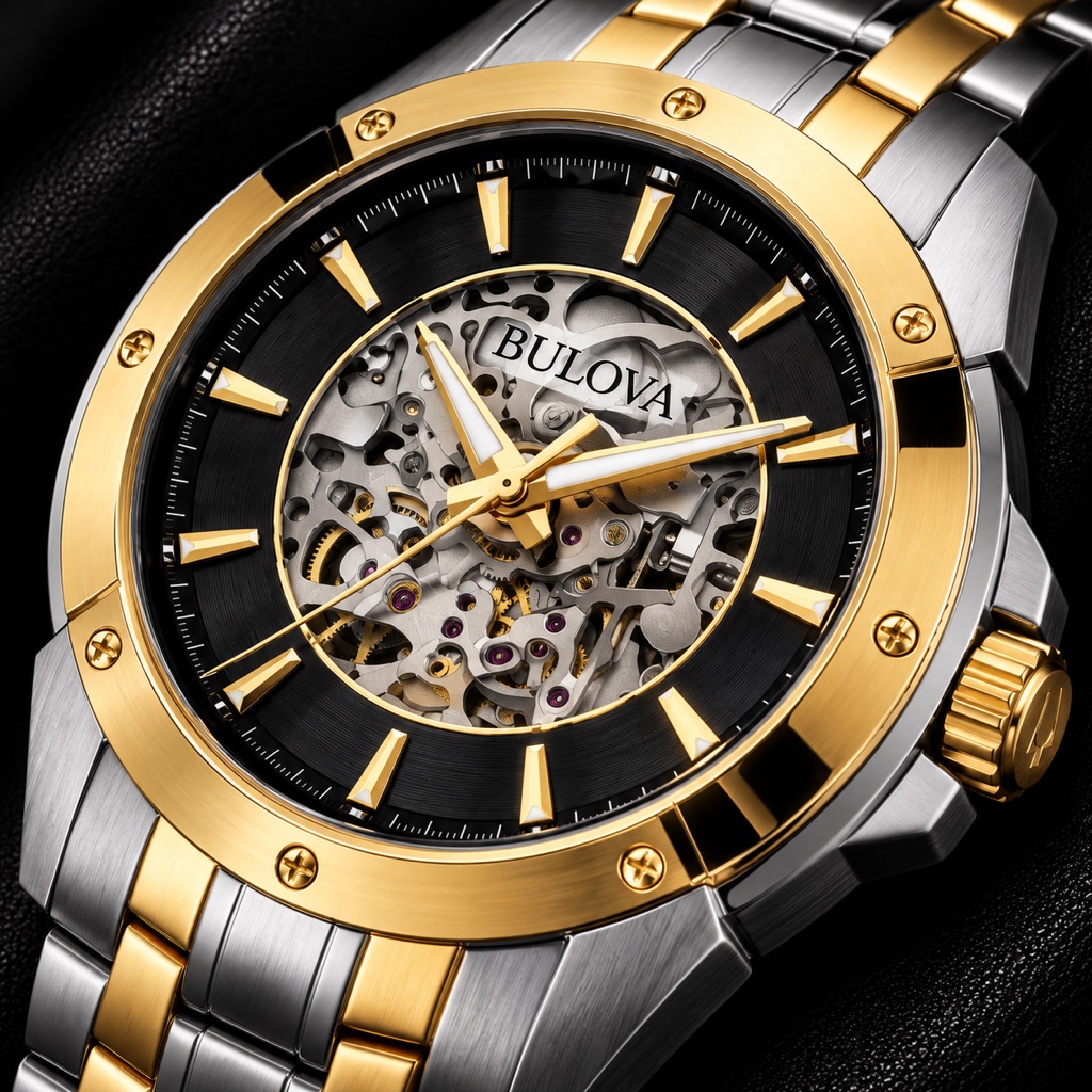 BULOVA Classic Automatic Skeleton 98A146 – Gold & Silver