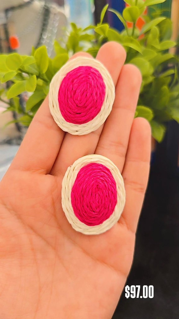 Aretes rosa & beige