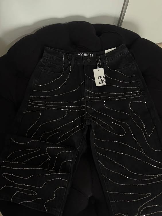 Denim black strass