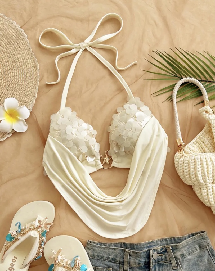 Blusa blanco escote halter