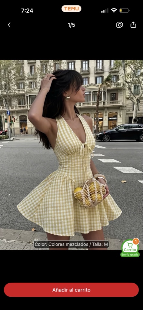 Vestido amarillo cuadros