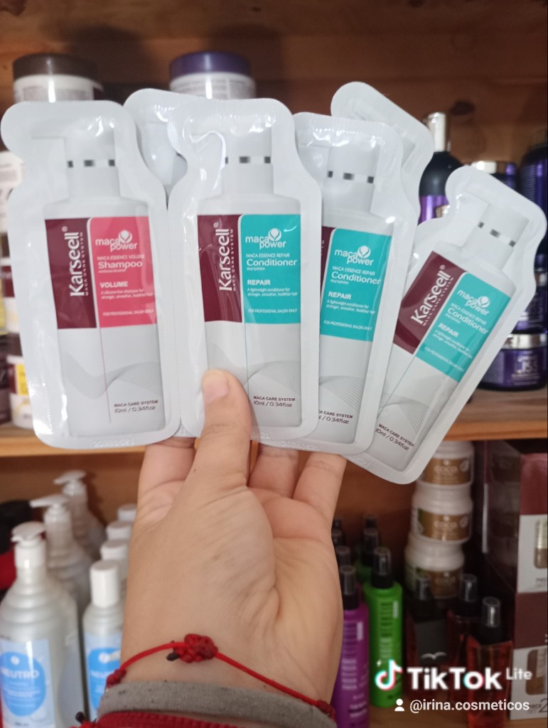 Sachecitos de shampoo+ acondicionador karseell de 10ml