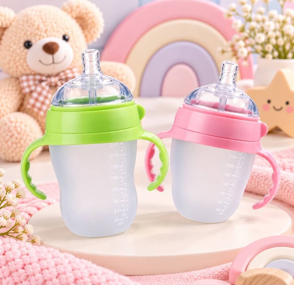 Mamadera de silicona 240 ML con asa
