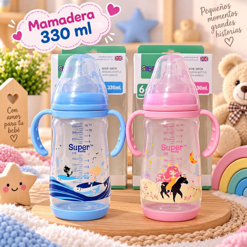 Mamadera con esa de plástico marca súper 330 ML