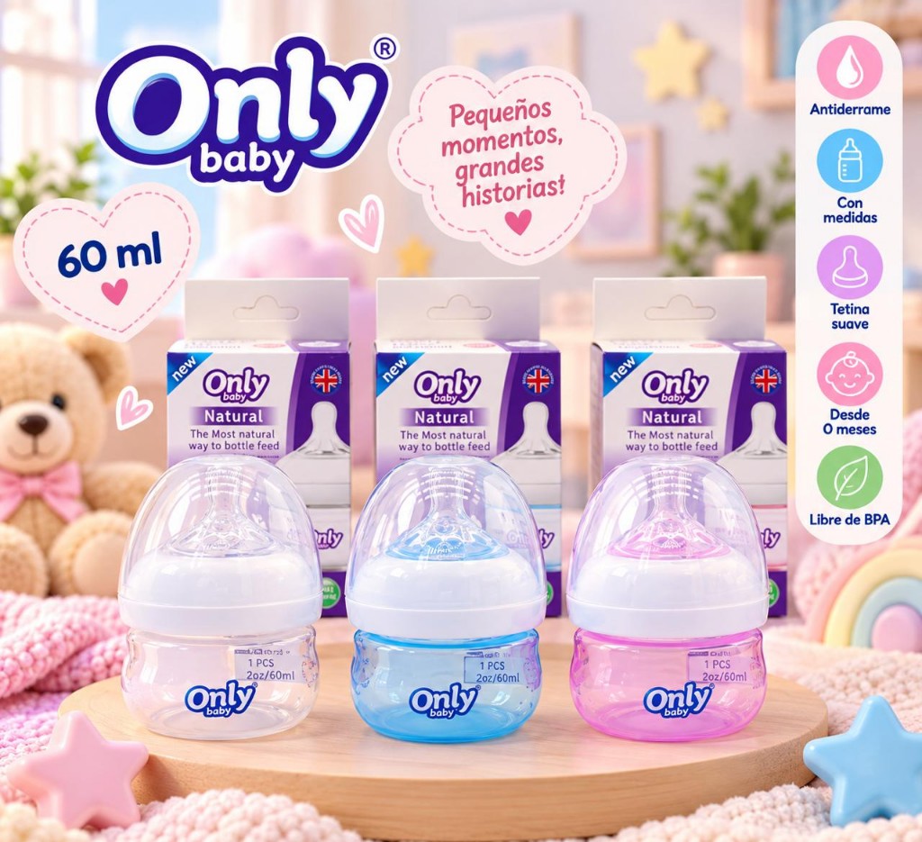 Mamadera marca only baby de 60 ML plástico