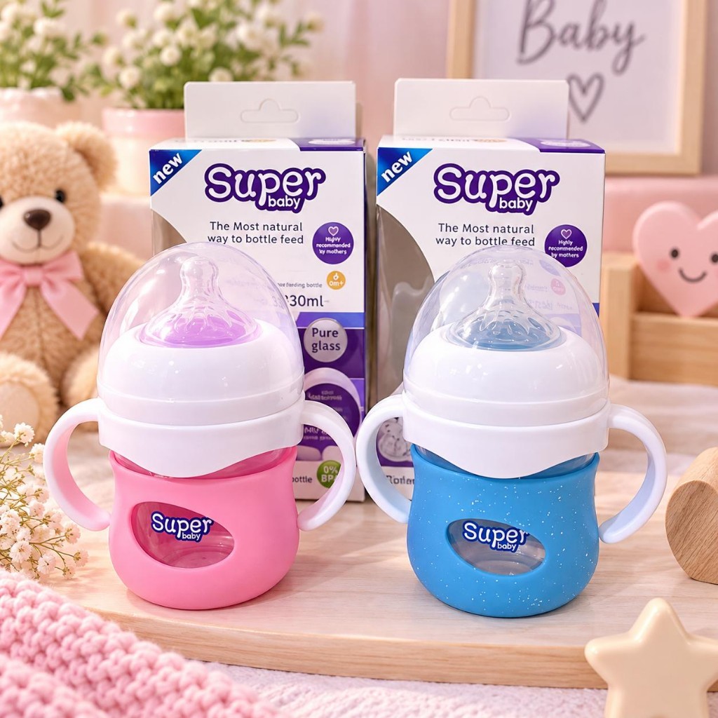 Mamadera de 125 ML con protector de silicona en vidrio