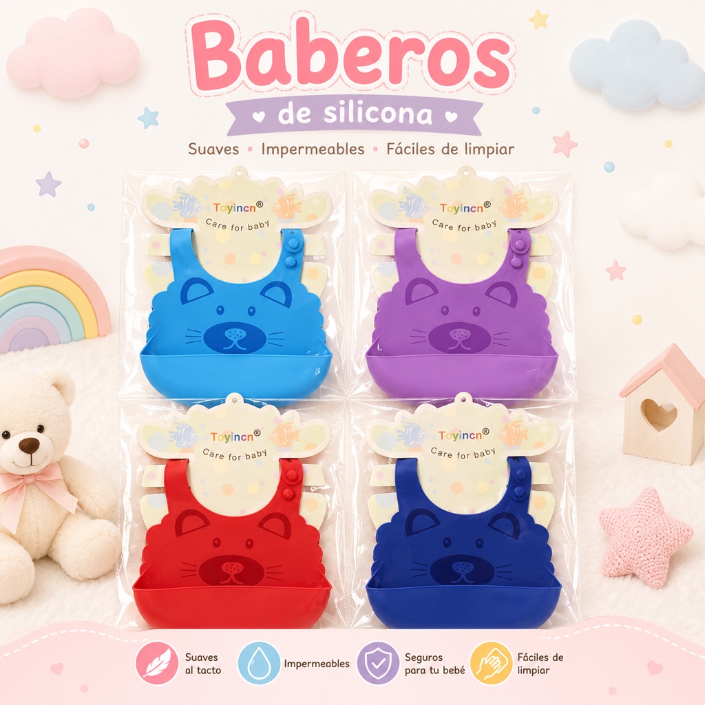 BABERO SILICONA DISEÑO GATO