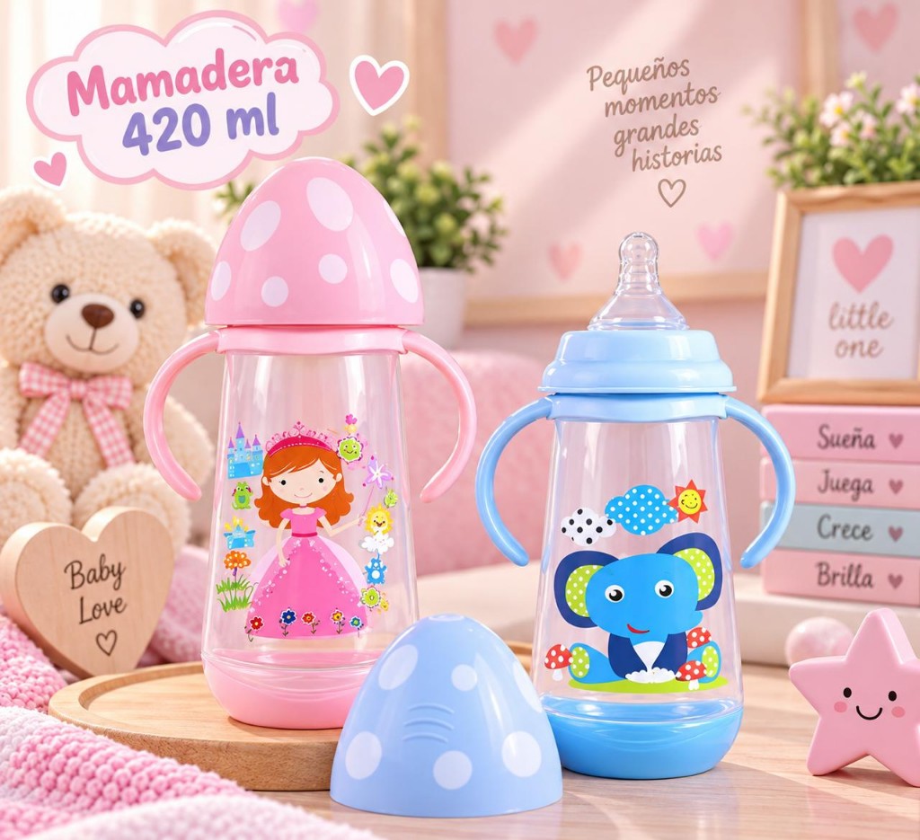 Mamadera honguito con asa 420 ML