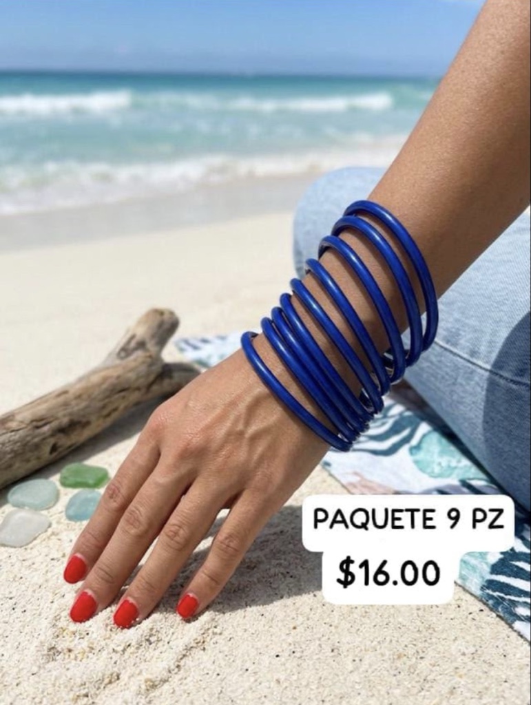 Blue and Red Bangle Bracelets 9pc