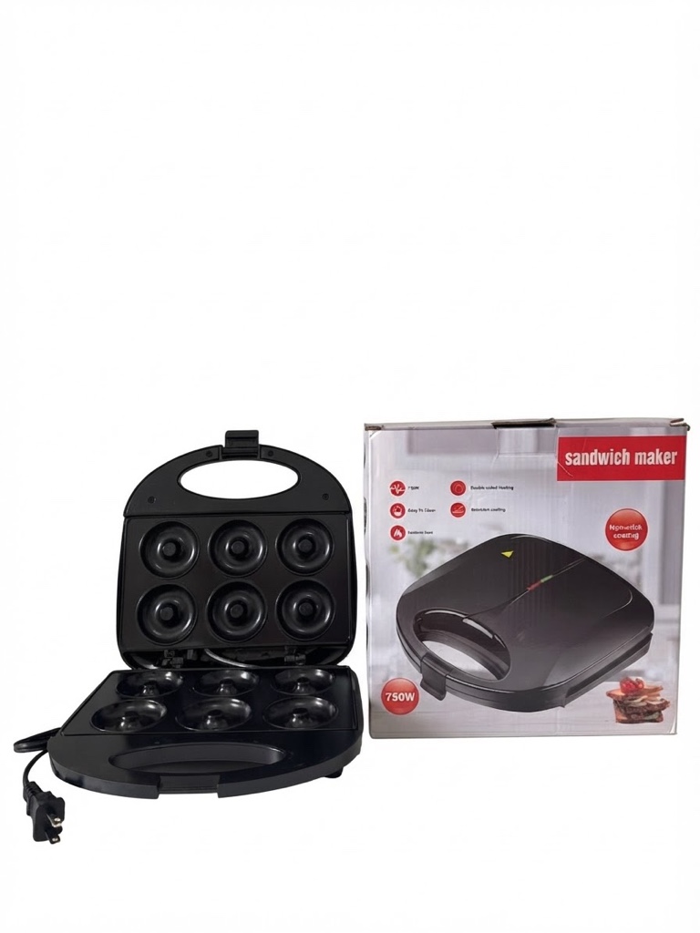 WAFFLE Y DONAS MAKER NEGRO 750W