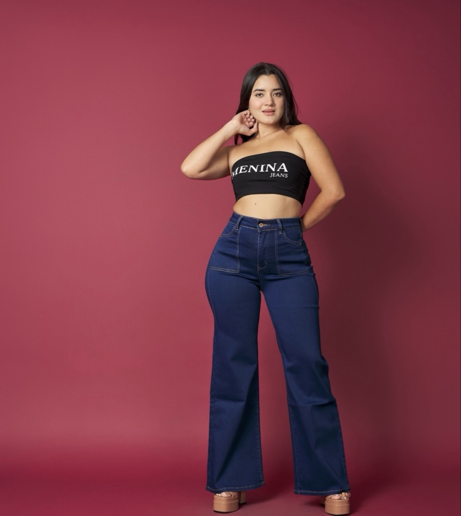 MENINA JEANS WIDE LEG AZUL