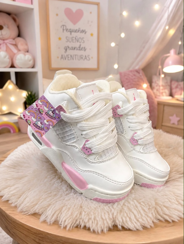 Tenis blancos y rosados infantiles