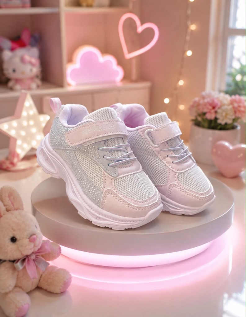 Tenis rosados infantiles con gris