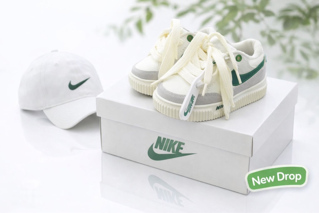 Nike tenis blancos con verde