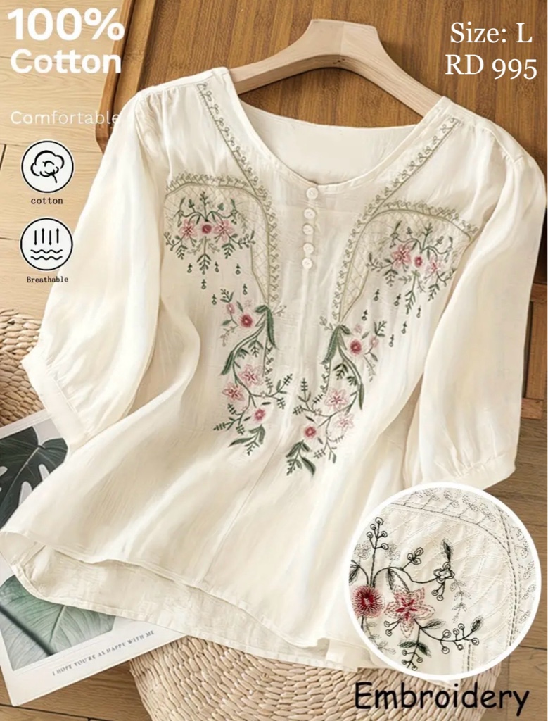 Blusa crema con tejido