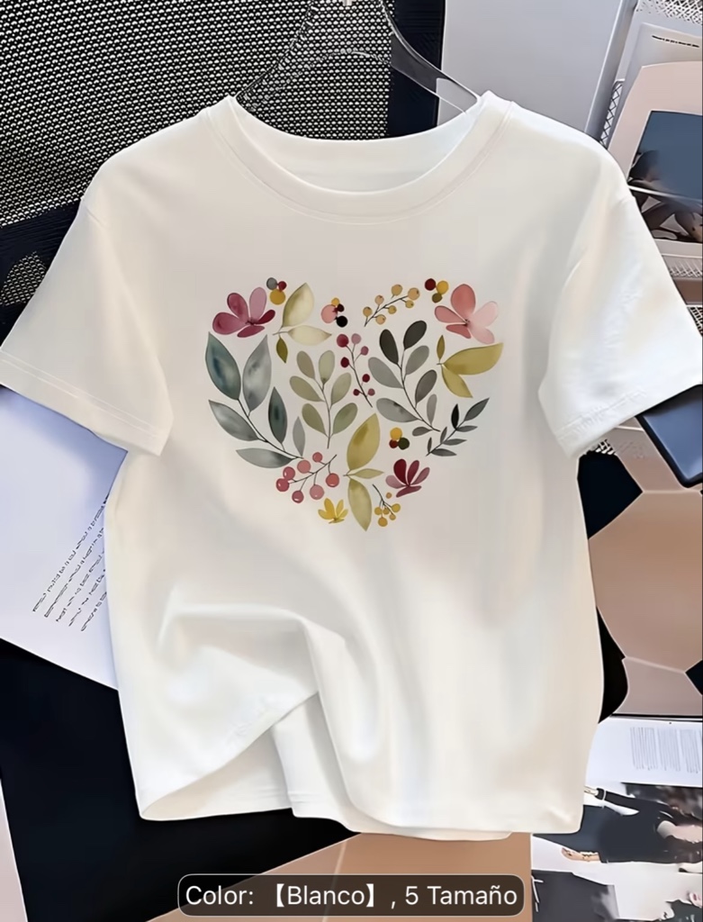 T-shirt corazón de flores