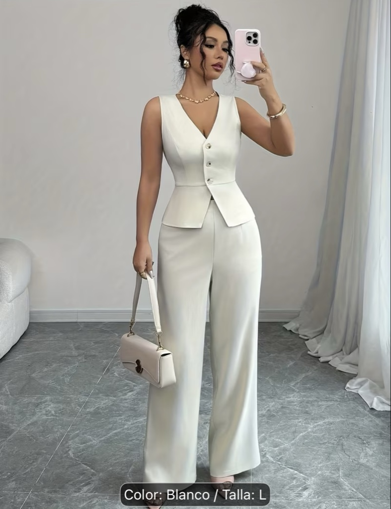 Conjunto de chaleco crema completo
