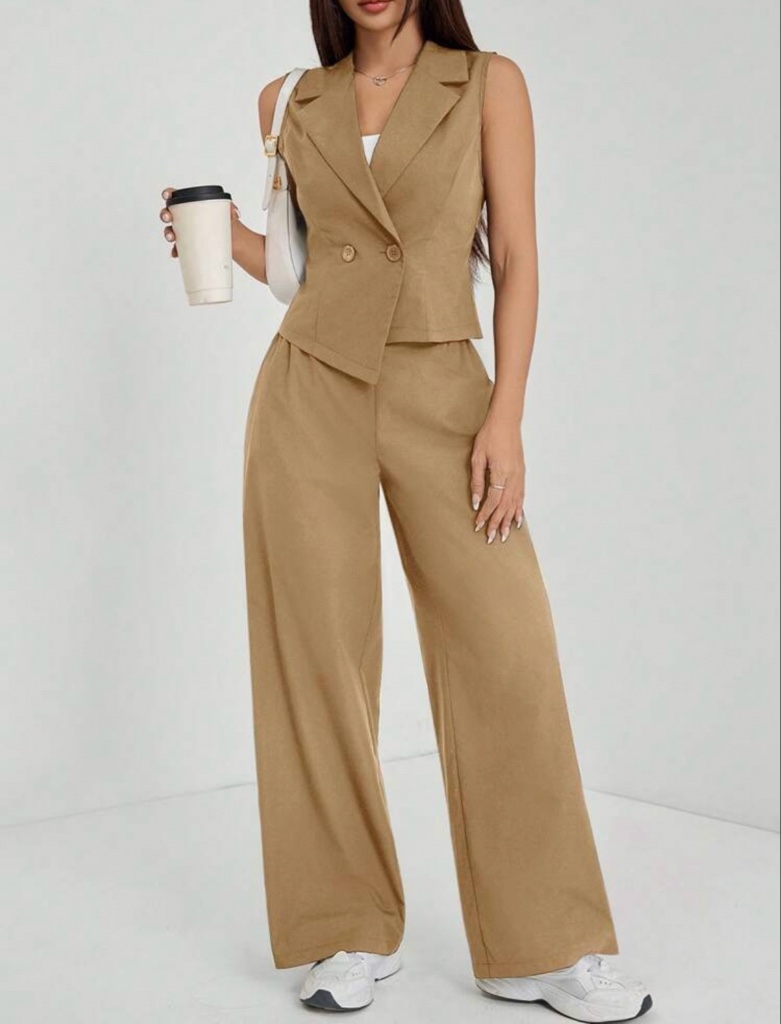 Conjunto de chaleco caqui