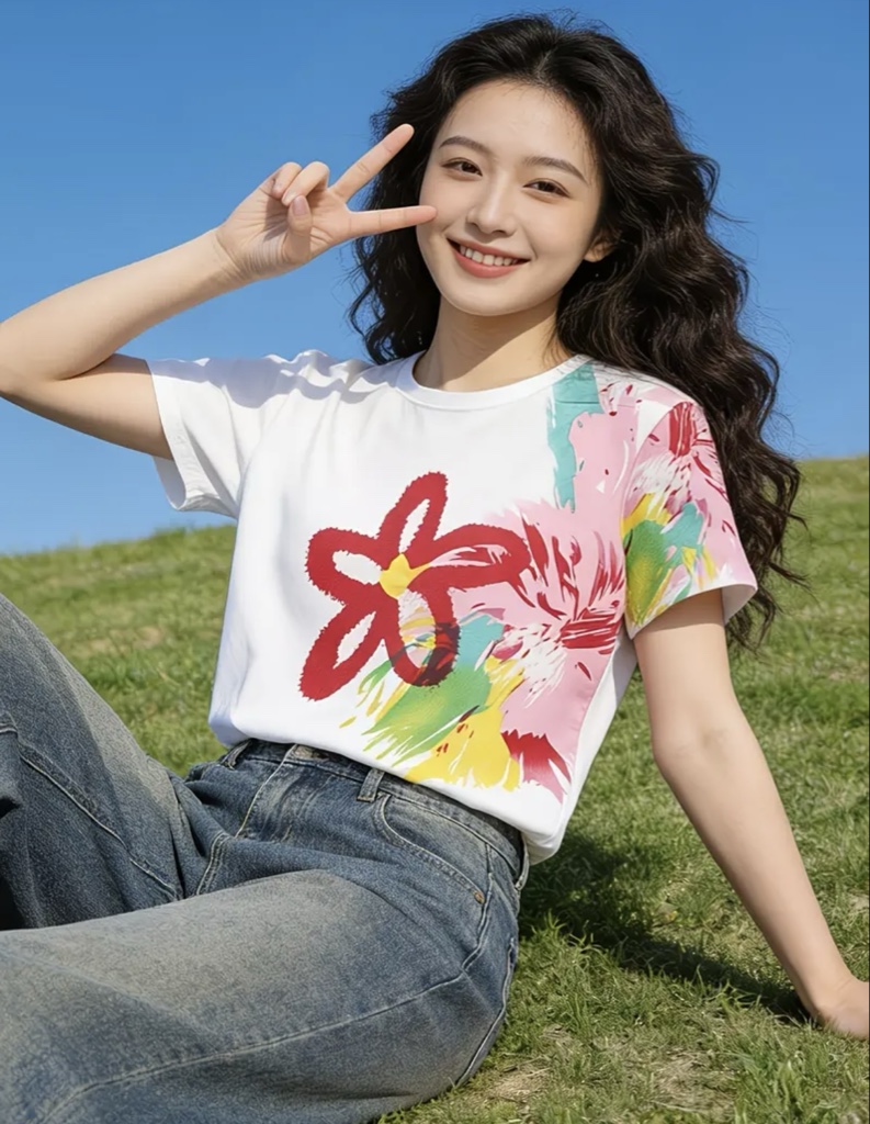 T-Shirt blanco con rosado