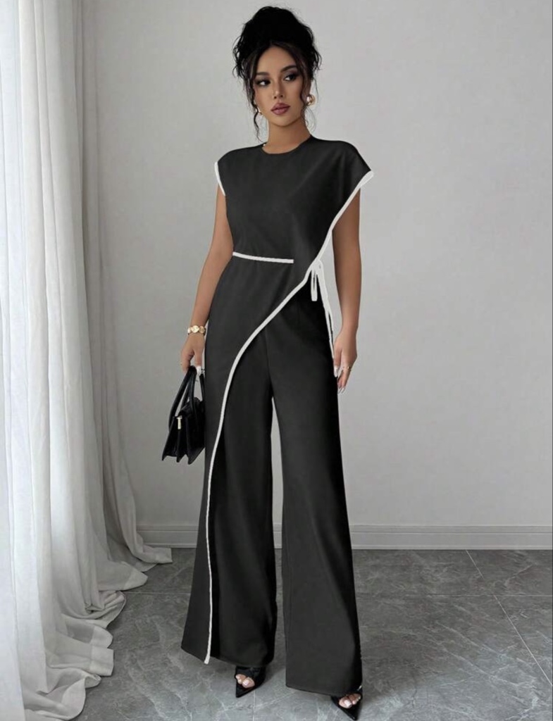 Jumper negro con línea blanca