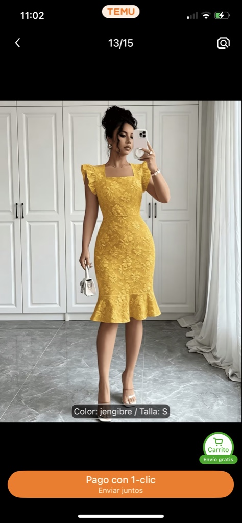 Vestido amarillo oscuro