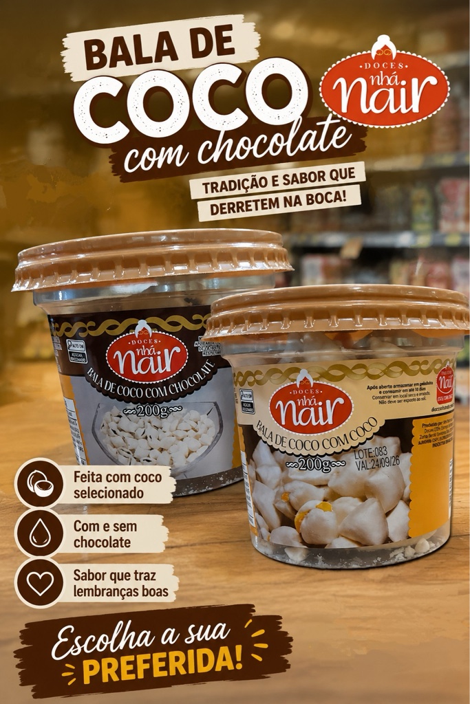 Bala de coco com chocolate 200g