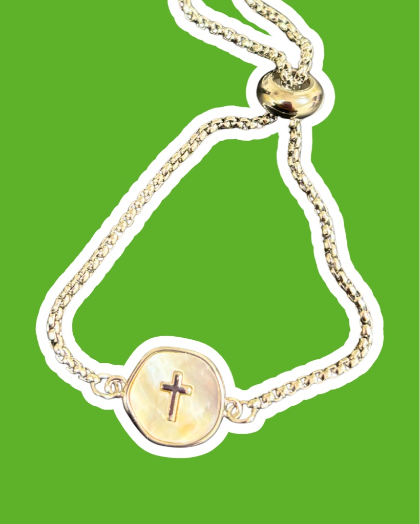 Pulsera ajustable plata con cruz