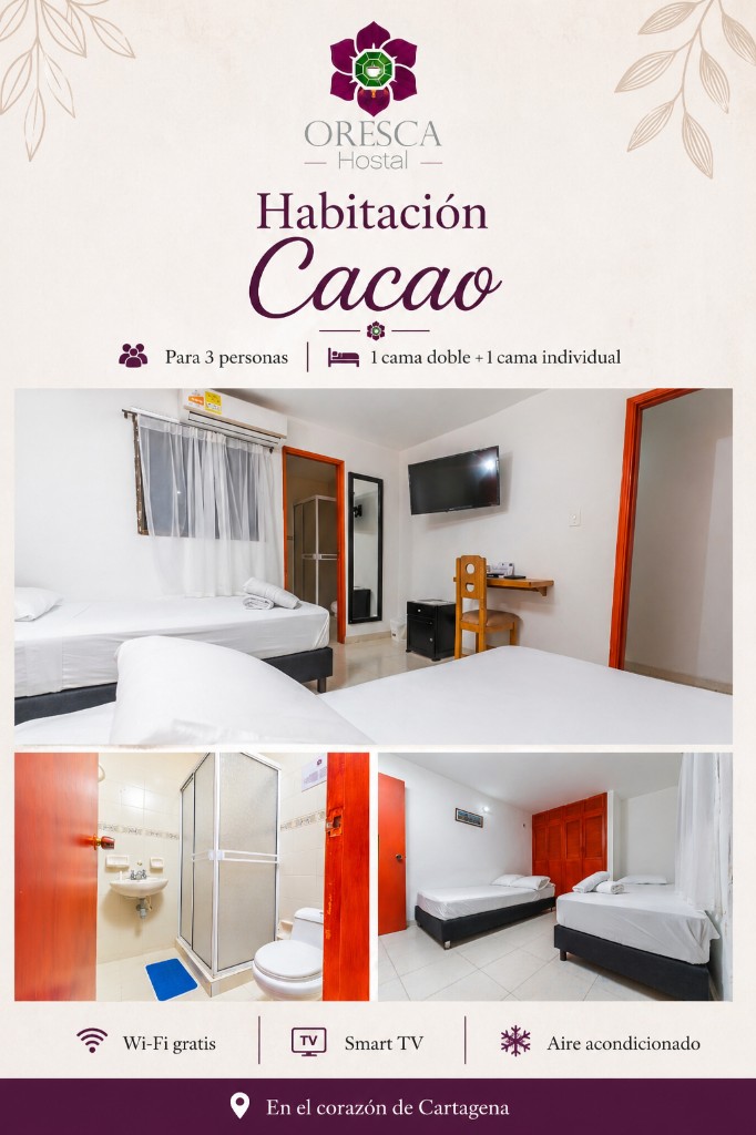 Habitación Cacao 3 personas 1 noche desayunos incluidos