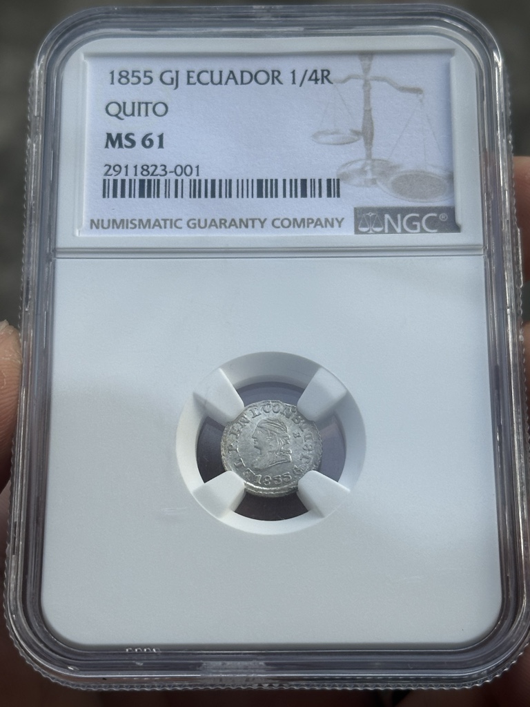 Ecuador un cuarto de real Quito 1855 MS61