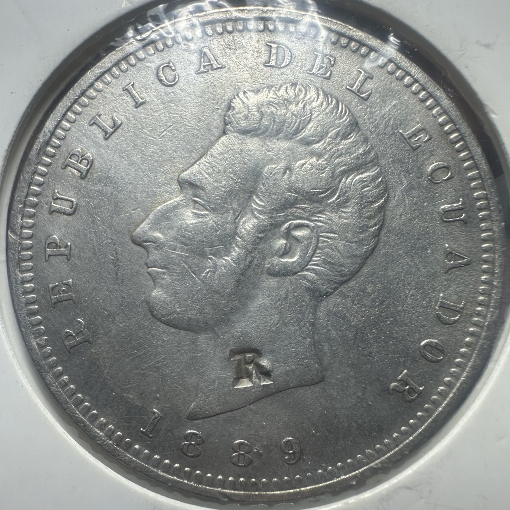 Ecuador Un sucre 1889 Birmingham contramarca RA
