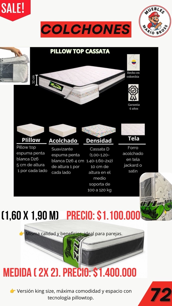 Pillow top 1.60 x 1.90