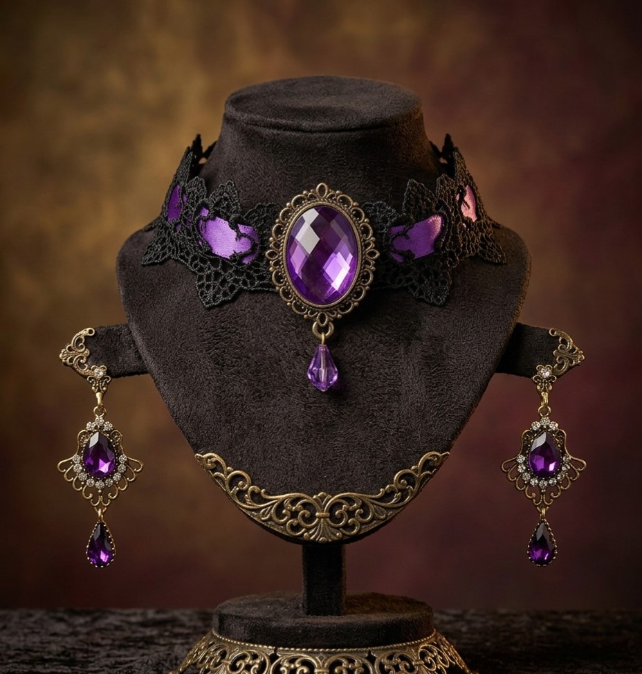 Set gargantilla vintage con aretes