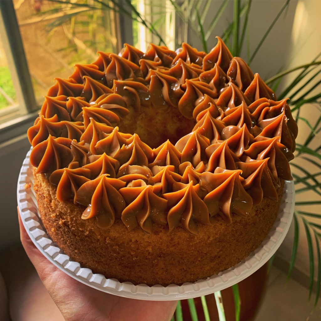 Bolo de laranja com doce de leite