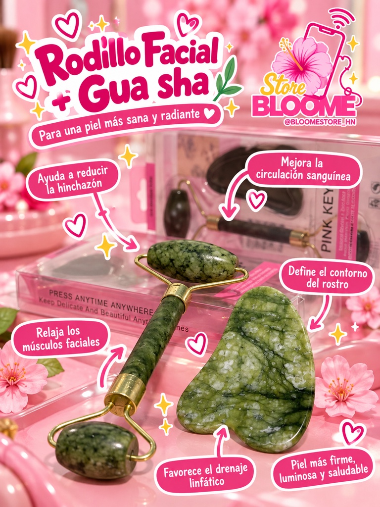 Set de rodillo facial de jade y gua sha