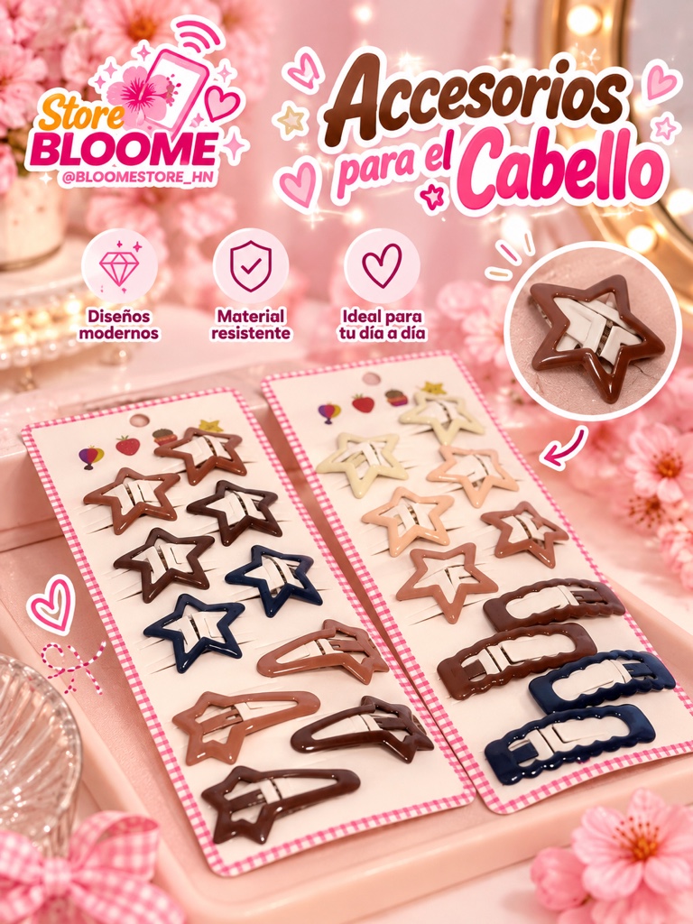 Set de 10 pinzas para cabello de estrella