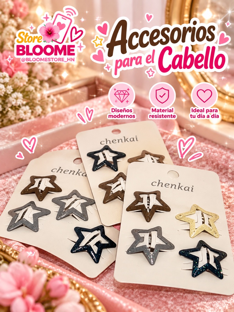 Set 4 ganchitos de estrellitas