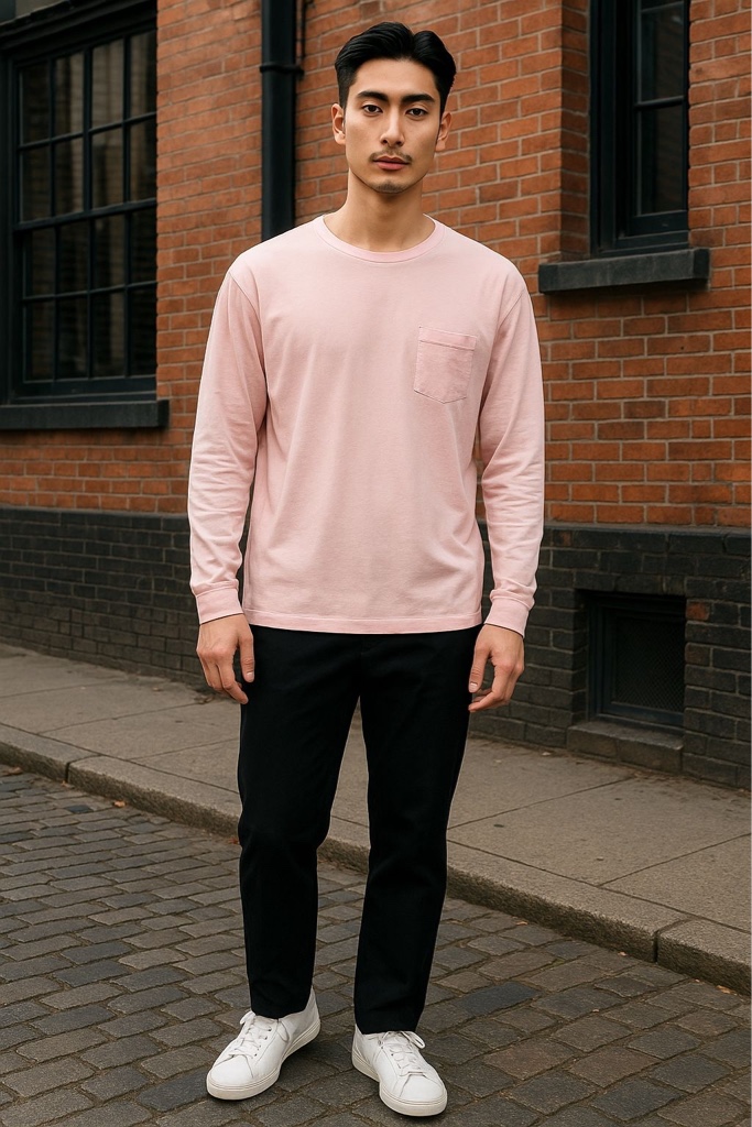T.shirt manga longa rosa claro