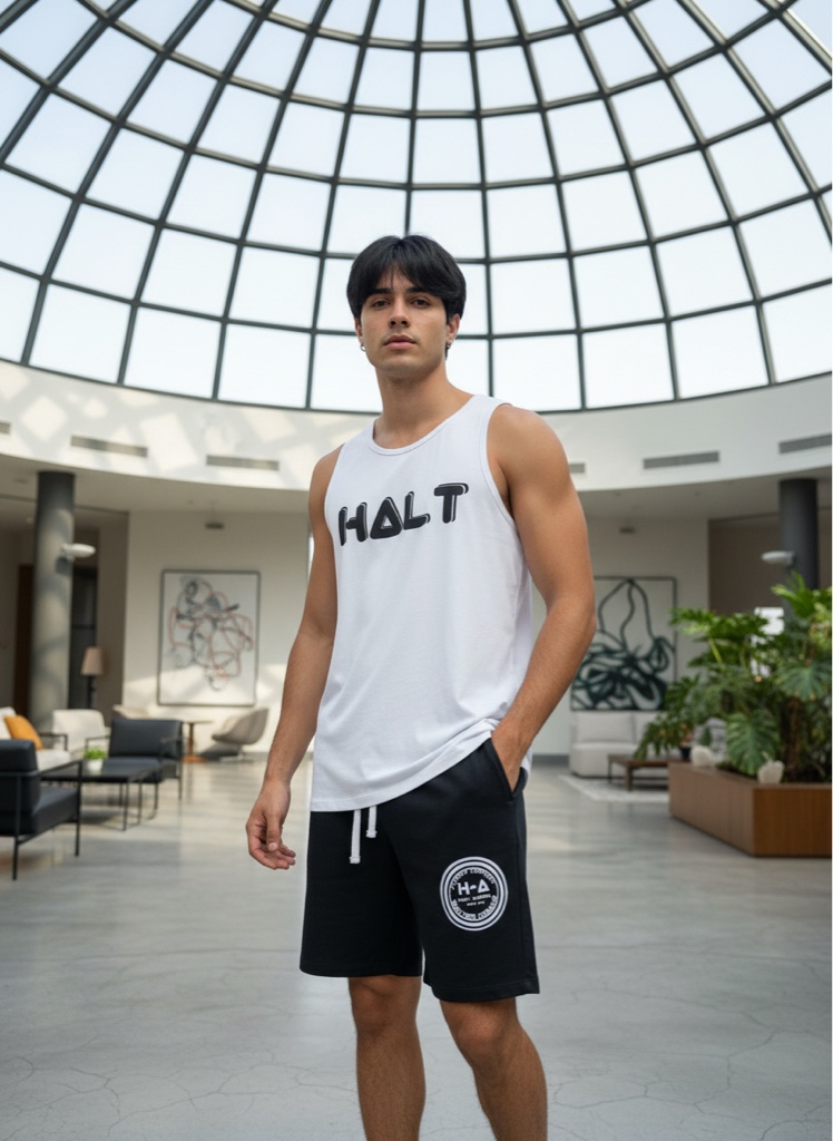 Regata branca com halt em 3D