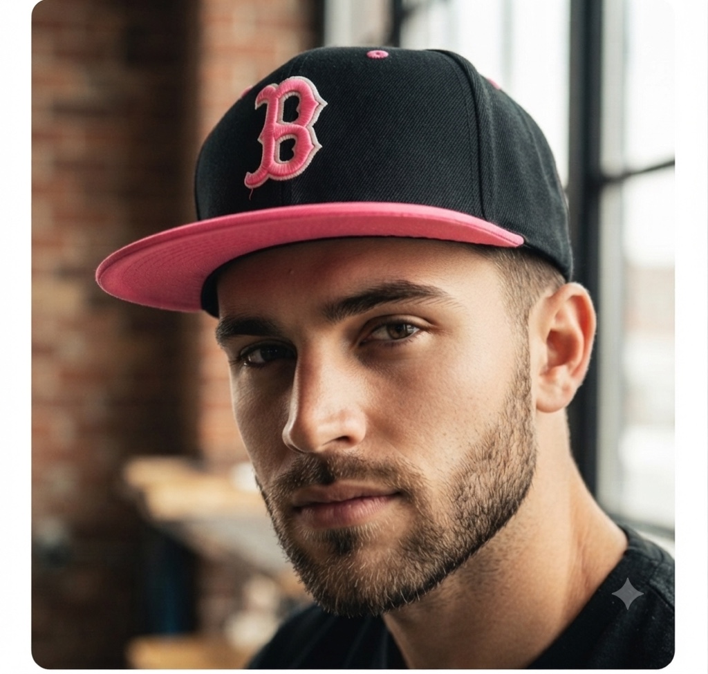 Boné preto e rosa Boston