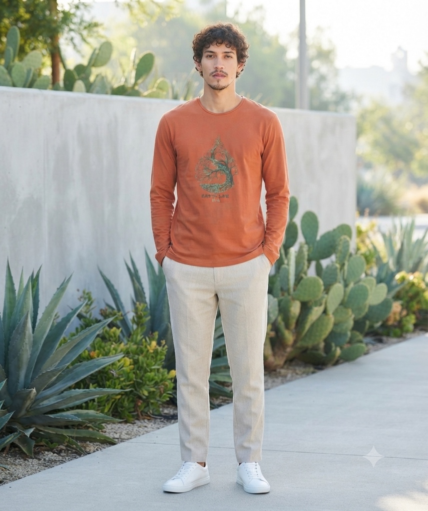 T.shirt terra cota manga longa earth life
