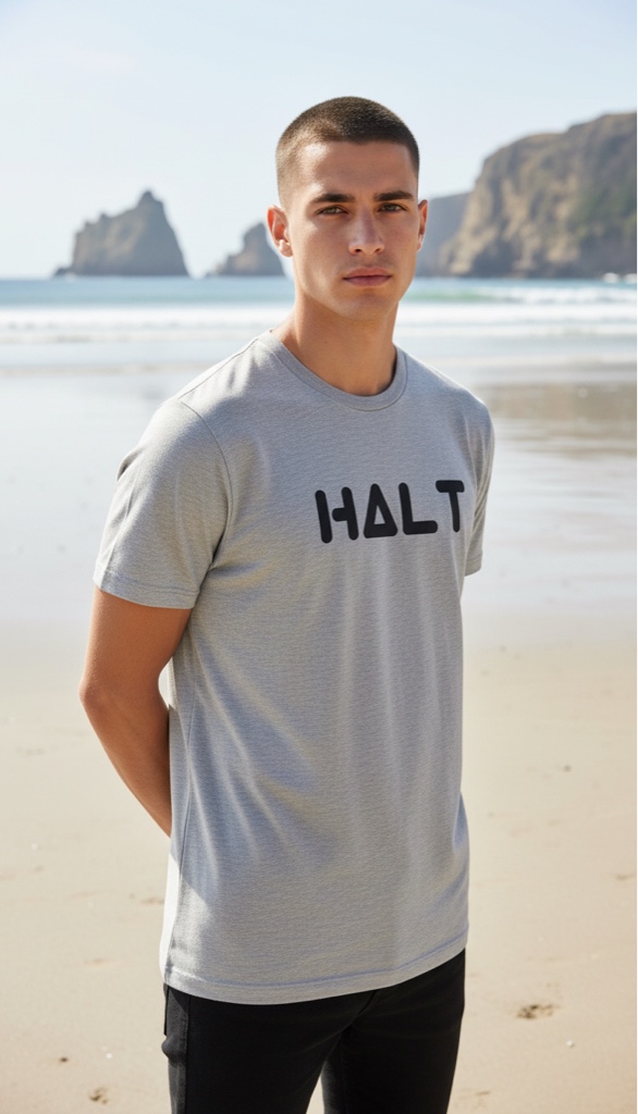 T.shirt cinza claro mescla Halt